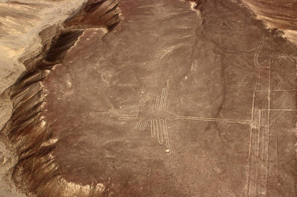 The Hummingbird Drawing at the Nazca Lines Peru