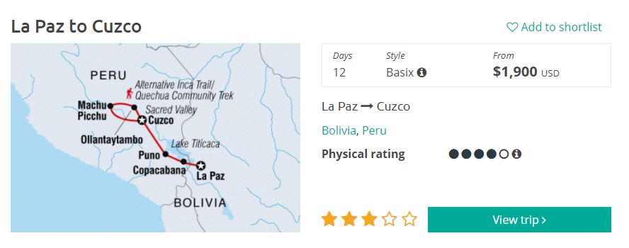 Intrepid La Paz to Cusco & Machu Picchu