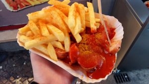 My first currywurst in Germany on the Bite Berlin Food Tour - food tour in Berlin