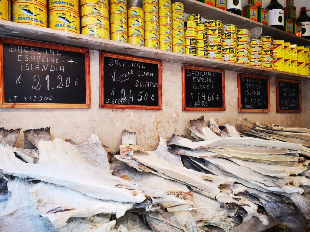 Lots of Bacalhau Salt Cod in Lisbon Portugal
