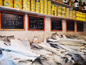 Lots of Bacalhau Salt Cod in Lisbon Portugal