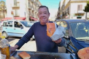 The Sfincione Pizza Seller in the Mercato del Capo Palermo