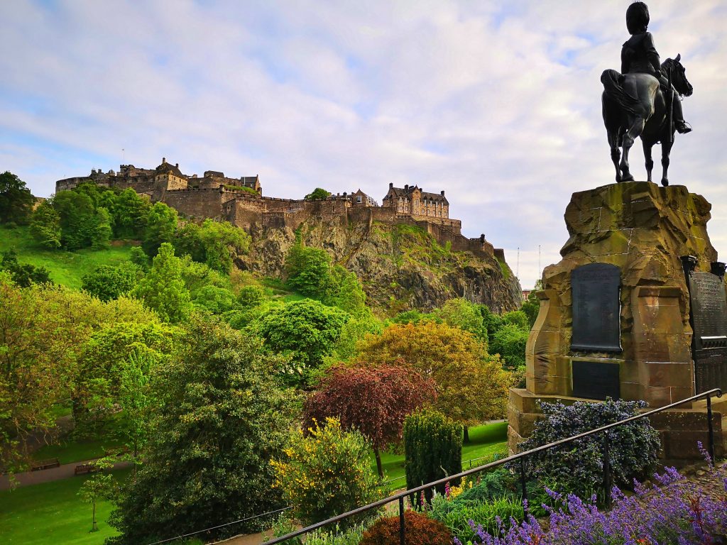 Princes Street Gardens with Edinburgh Castle in the Background
