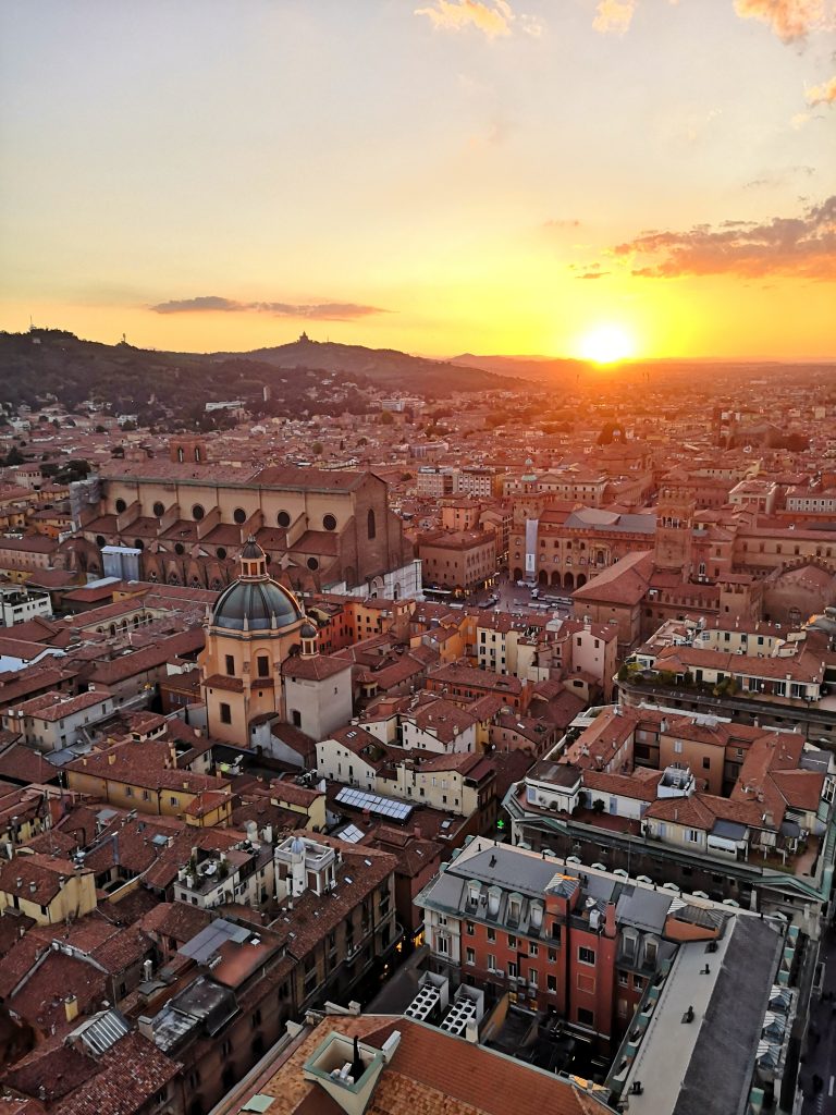 The View from the Torre degli Asinelli at Sunset - One Day in Bologna Italy