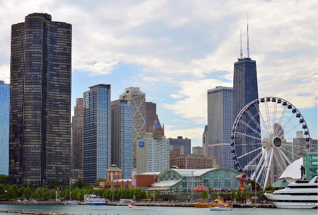 View of Navy Pier from the water - Things to do in Chicago for Free