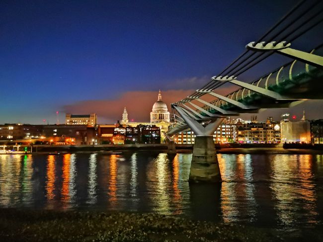 Millenium Bridge and St Paul's Cathedral London - London is quieter than usual