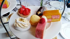 Delicate Cakes and Sweet Treats on an Afternoon Tea Stand