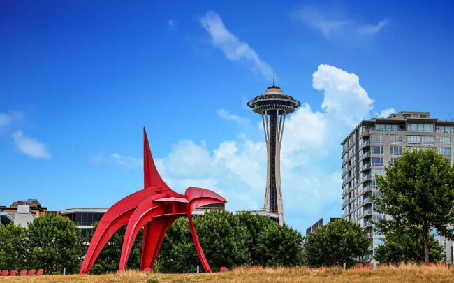 Visit the Olympic Sculpture Park in Seattle - RedEagle Sculpture and Space Needle
