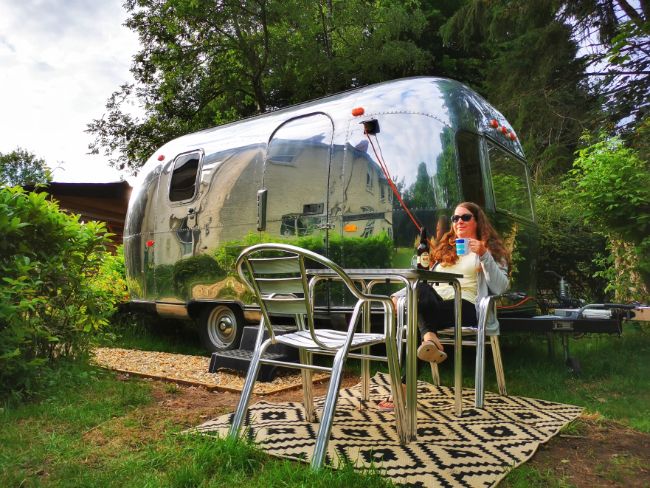 Enjoying a Cup of Local Cider outside the Airstream