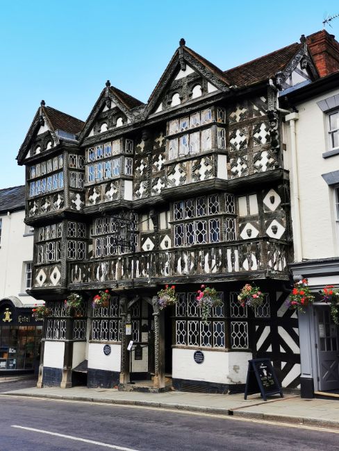 Feathers Inn in Ludlow - A Fine Example of Architecture in Ludlow with black and white frontage