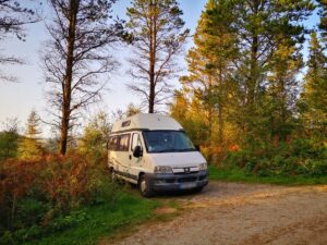 Wild Motorhome Camping in a Forest Car Park