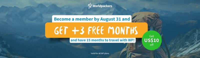 Worldpackers Banner and Promocode