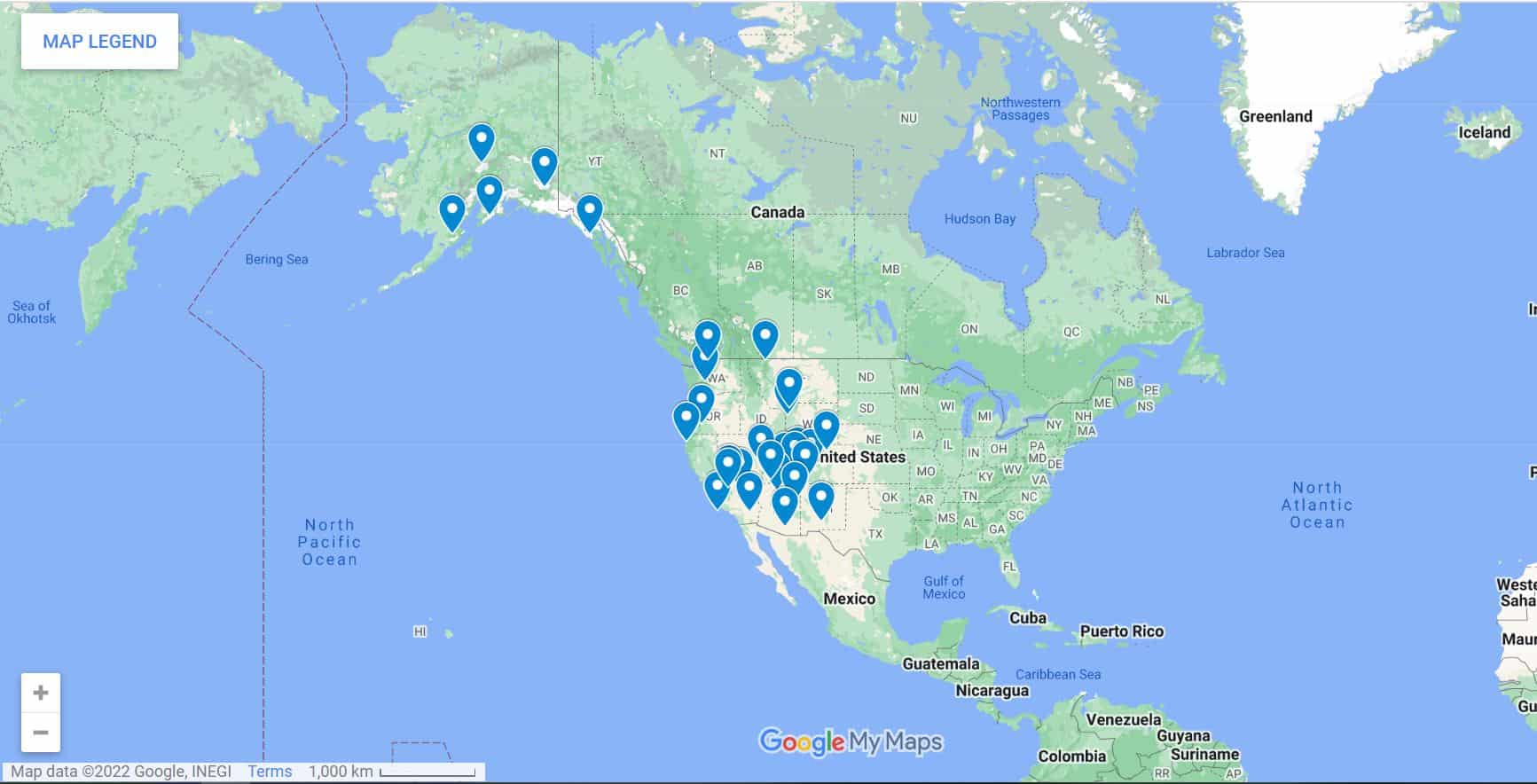 West Coast National Parks Map