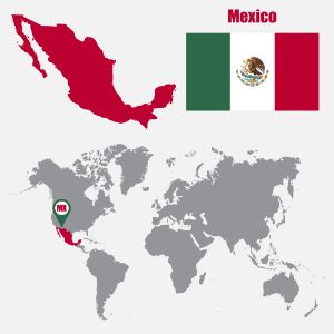 Map Showing Location of Mexico in North America