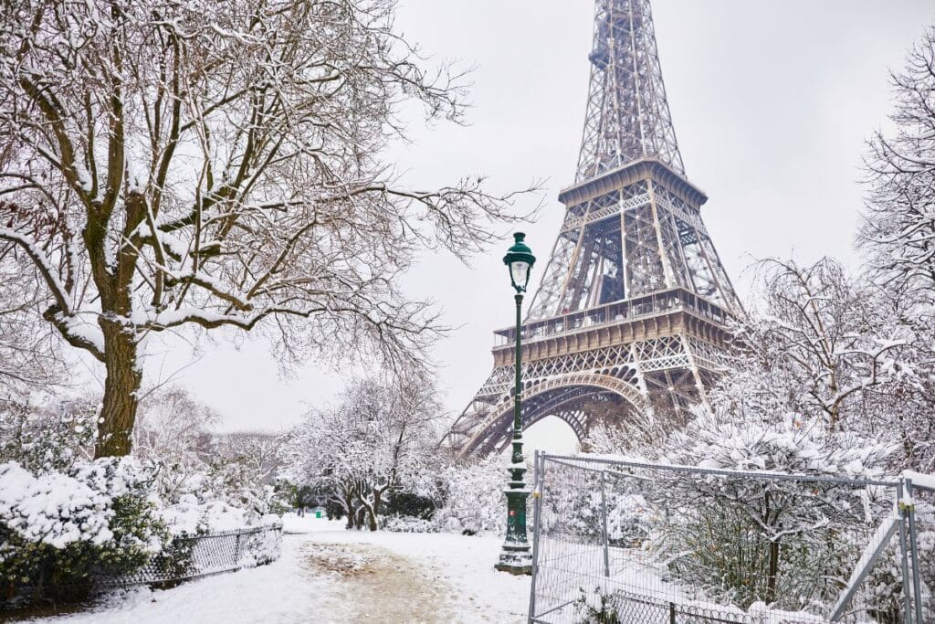 The Eiffel Tower and A Rare Paris Snowfall