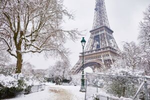 The Eiffel Tower and A Rare Paris Snowfall