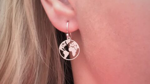 Image for Sterling Silver World Map Earrings