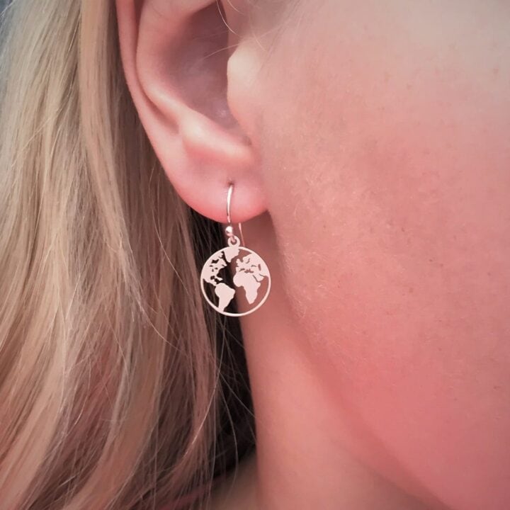 Image for Sterling Silver World Map Earrings