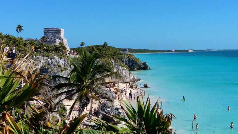 Tulum Ruins and the Beautiful Beach below - Tulum Solo Travel Guide