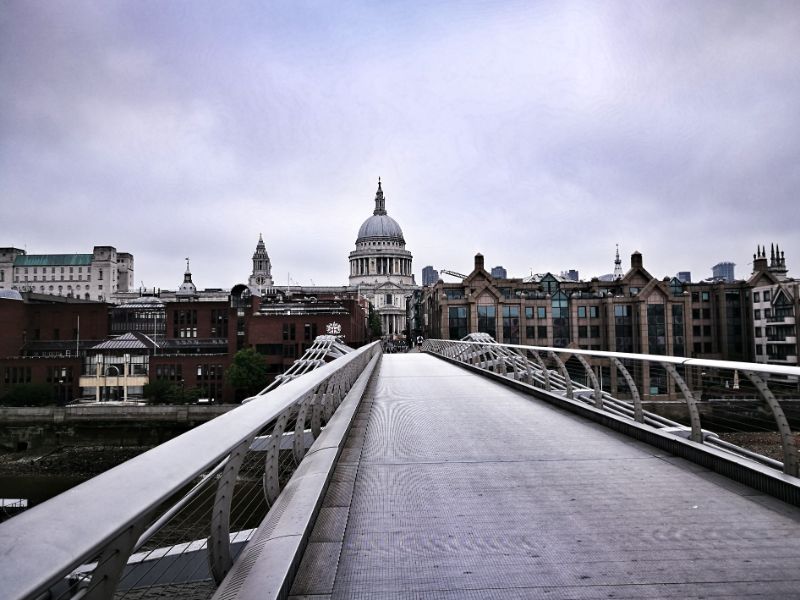St Pauls Cathedral from the Millenium Bridge - London in Winter