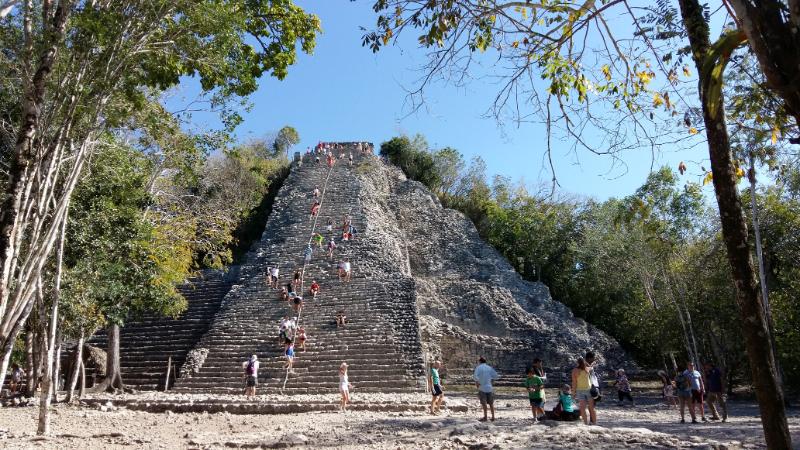 Climbing the Great Pyramid at Coba - 2 Week Mexico Itinerary