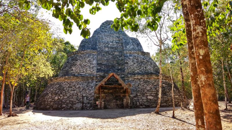 Exploring Coba Ruins among the trees