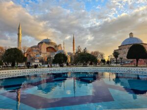 Hagia Sofia Reflecting in a Pool - Free Things to do in Istanbul