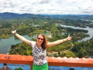 Me at the Top of El Penol in Guatape Colombia - Solo Travel Colombia Guide