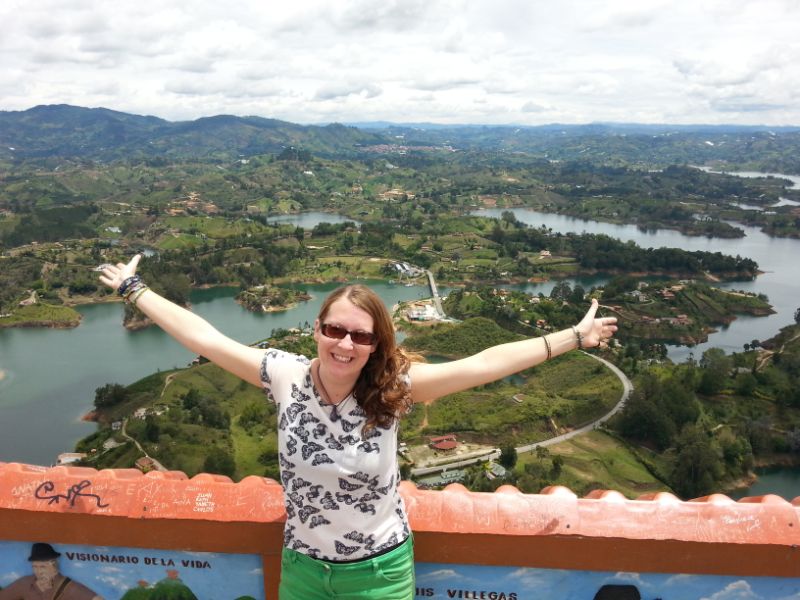 Me at the Top of El Penol in Guatape Colombia - Solo Travel Colombia Guide