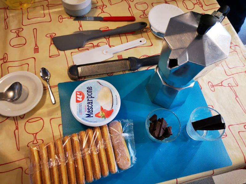 Ingredients for our tiramisu - a Cooking Class in Milan
