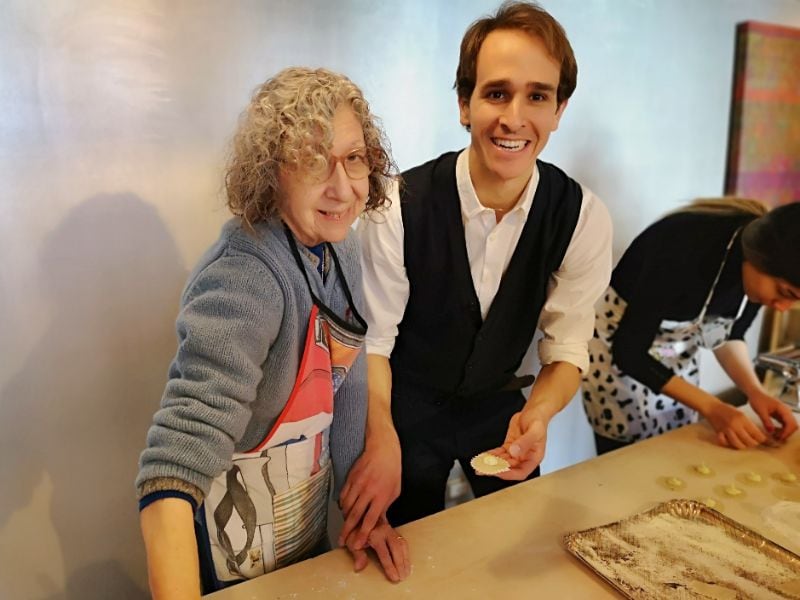 Our lovely hosts Pietro and his Mum - Making Pasta in Milan