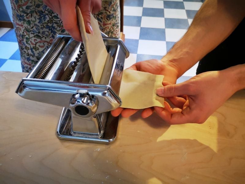 Rolling out the pasta ready for the ravioli